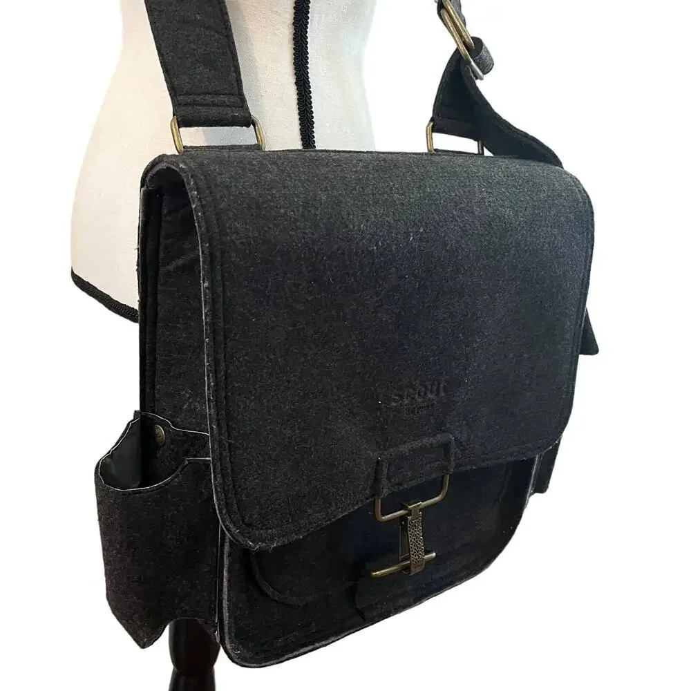 SCOUT By PPB Heather Gray Felt Diaper Bag Messenger Style Petunia Pickle Bottom